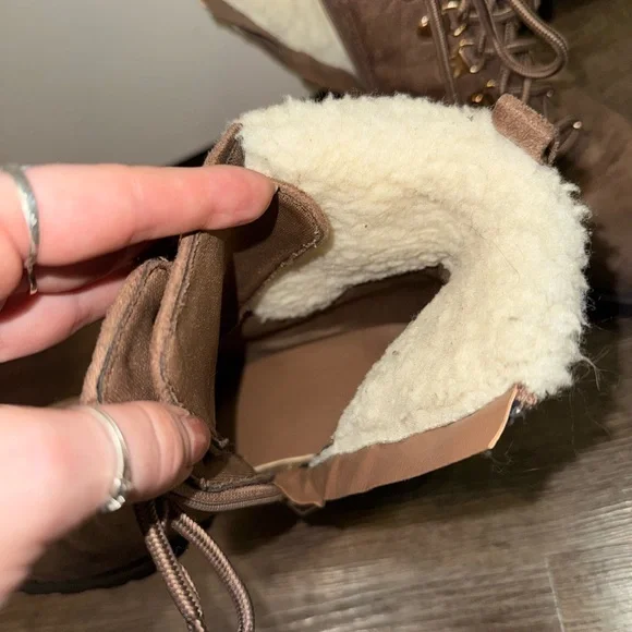 Brown Suede Ankle Boots with Shearling Lining - Picture 6 of 6